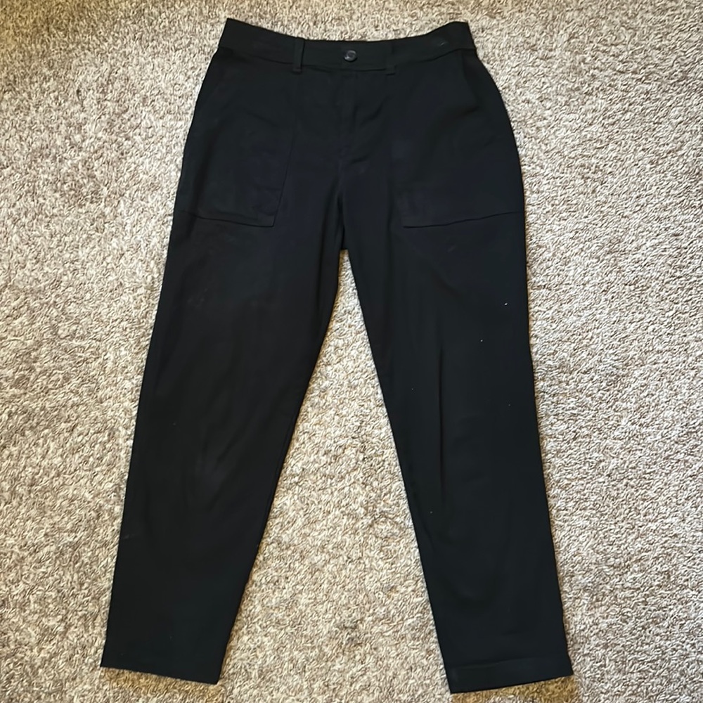 Mid-Rise Black Utility Pants with tapered leg Size 6